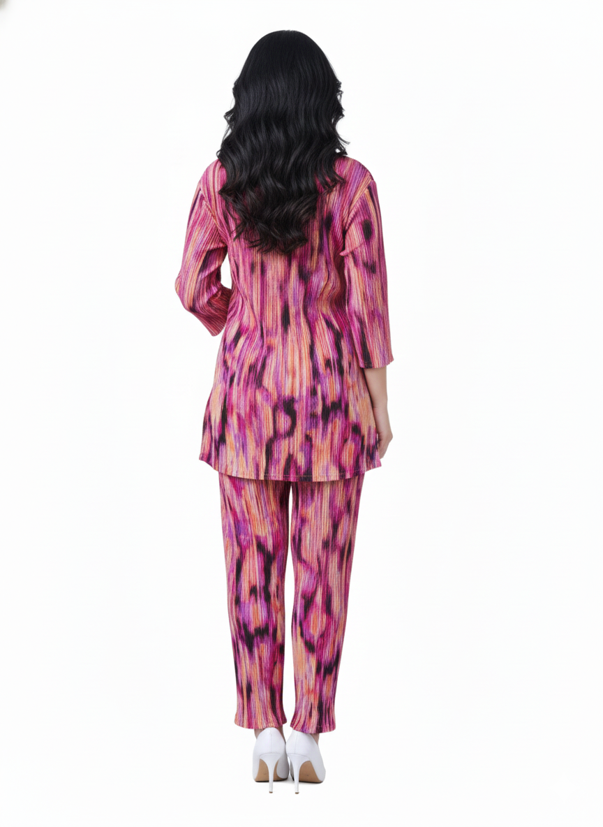 Glamoura X Fusion Ikat Printed Kurti Co-ord Set | Multicolor Modest Resort Wear