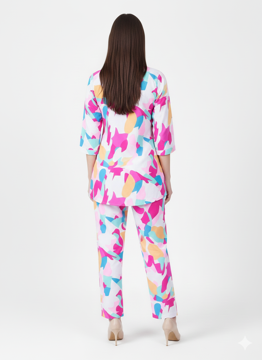 Glamoura X Confetti Bloom Printed Kurti Co-ord Set | Multicolor Modest Casual Wear