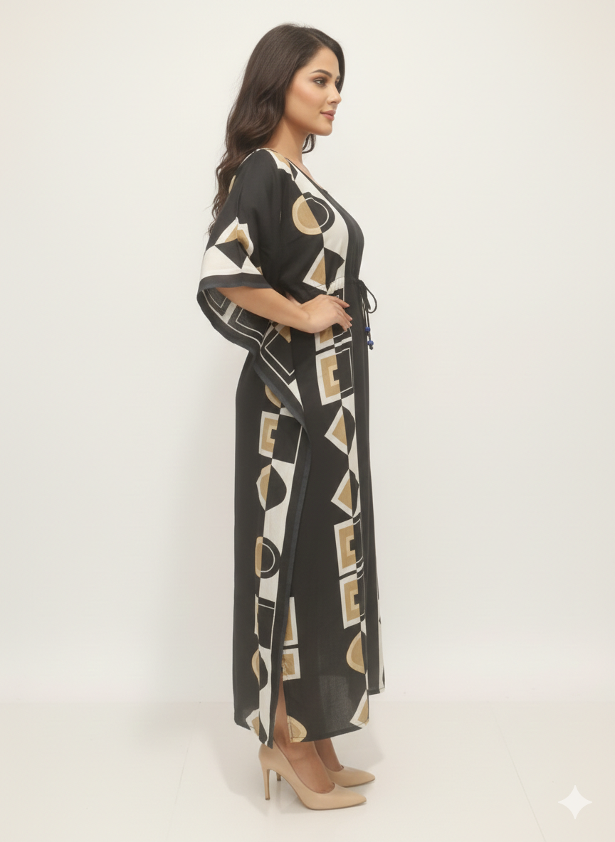 The Geometric Onyx Kaftan β GLAMOURA-X