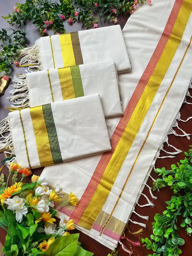 Balaramapuram Kasavu Cotton Saree with Running Blouse