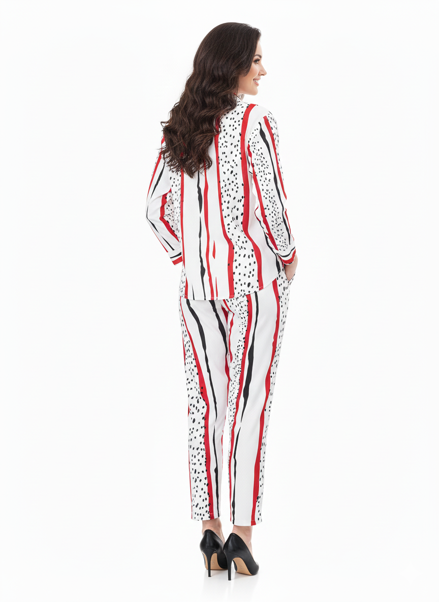 Glamoura X Art Stripe Co-ord Set | Red & Black Abstract Print Modest Fashion