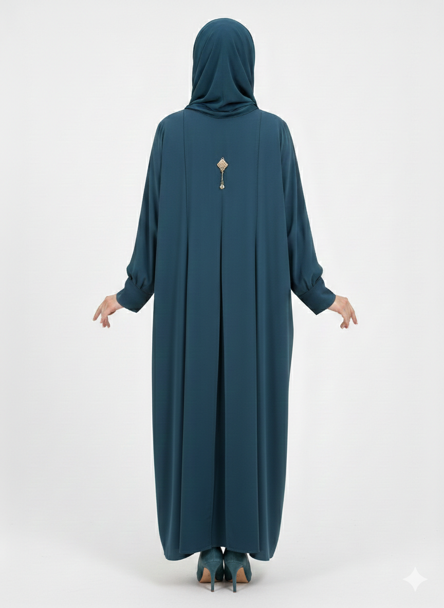 GLAMOURA X Azure Serenity Deep Teal Minimalist Modest Structured Abaya