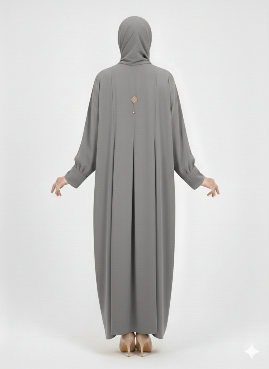 Glamoura X Slate Grey Structured Vertical Panel Nida Abaya
