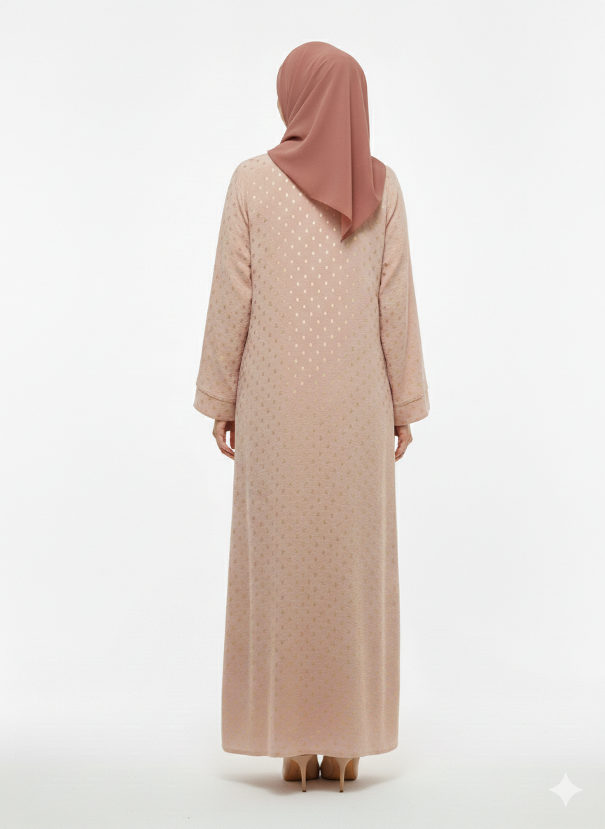 Glamoura X Rose Gold Gilded Modest Polka Dot Pink Abaya