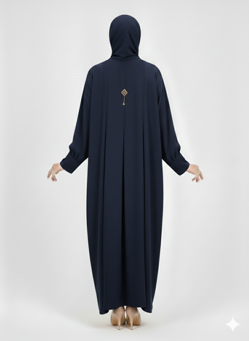 Glamoura X Navy Minimalist Structured Modest Panel Abaya