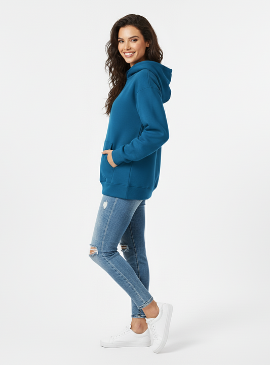 Atlantic Blue 390 GSM Heavyweight Pullover Hoodie | Glamoura X by Zadine Premium