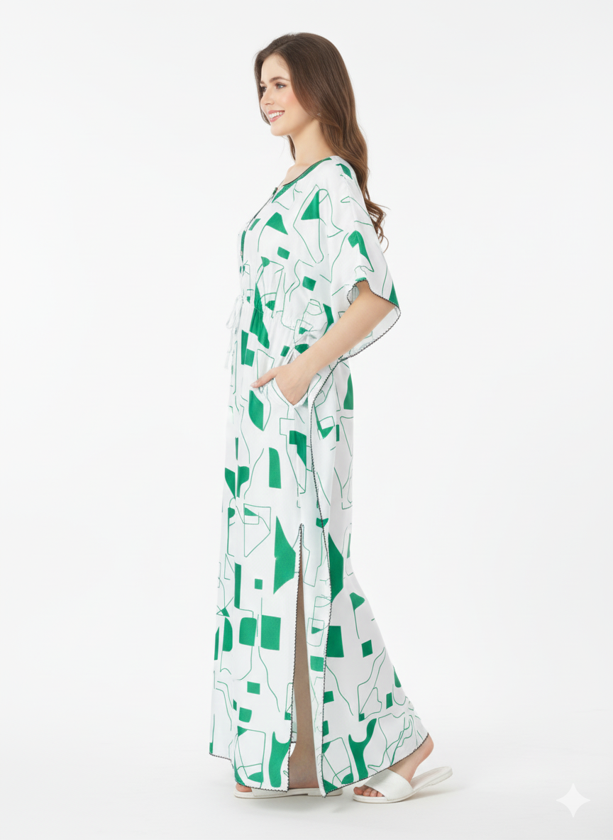 Geometric Garden Kaftan Style Nightgown ā Glamoura X
