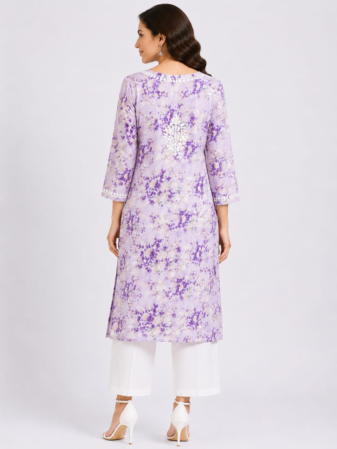 Cotton Floral polka button kurthi
