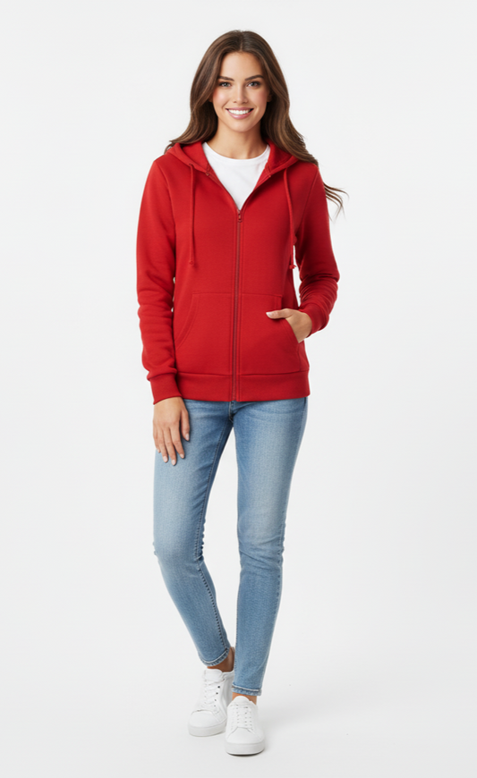 Ardinal Red 390 GSM Ultimate Full-Zip Hoodie | Glamoura X by Zadine High-Volume Solid Apparel