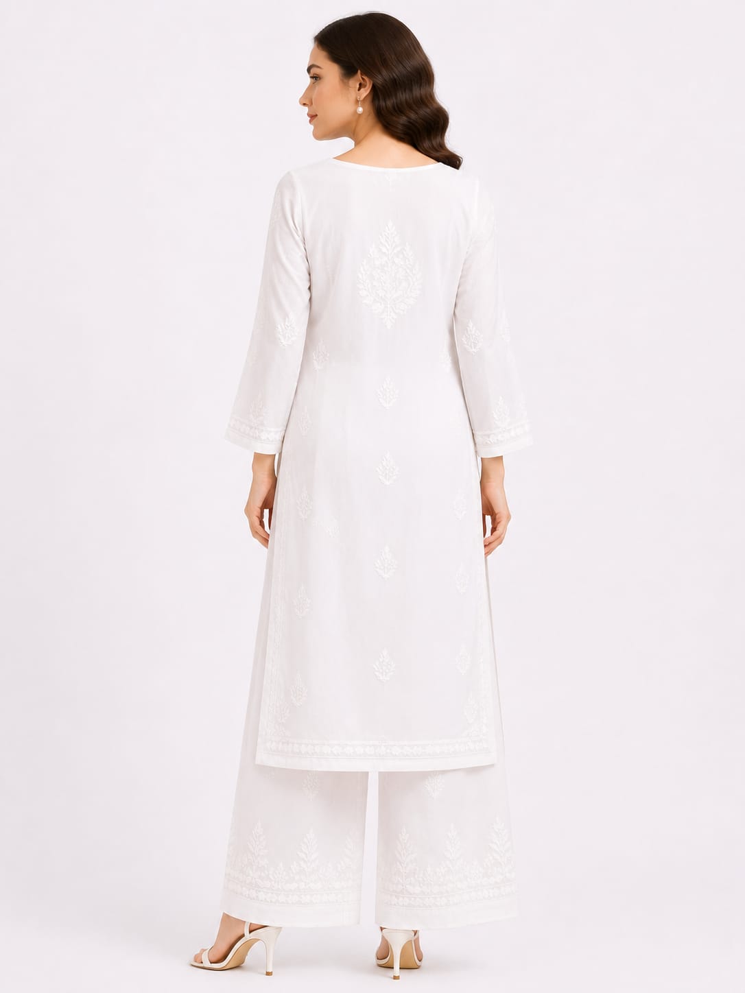 White Rayon Kurti Palazzo set