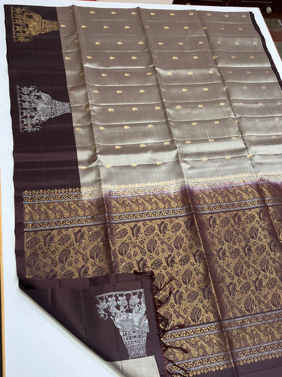 Sirumugai Pure Handloom Kanchi Soft Silk Sarees- One side korai Tarning- with blouse