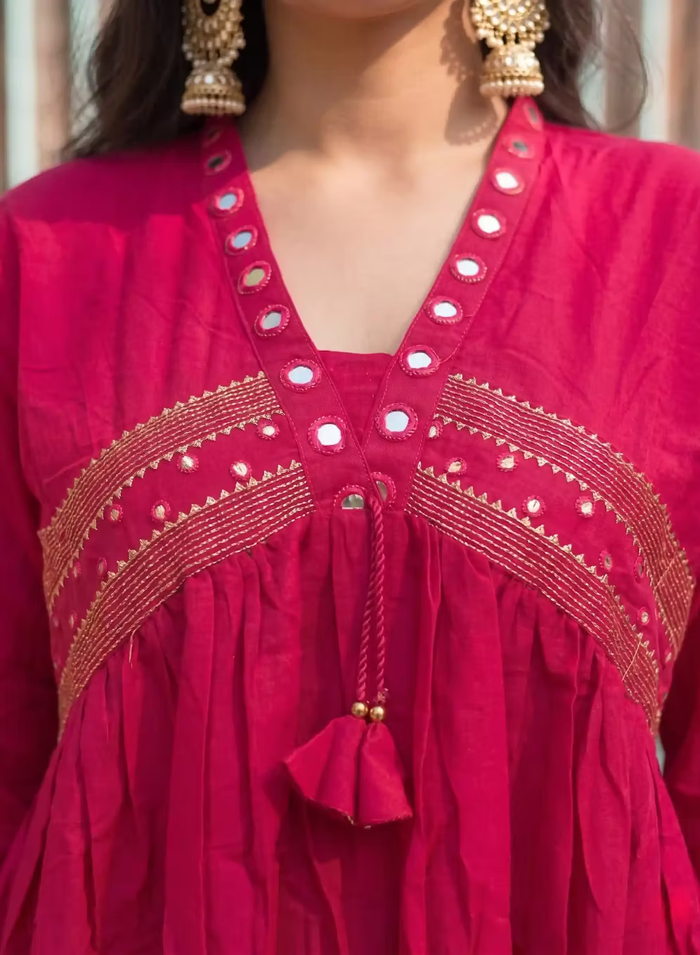 Hibiscus Pink Cotton Kurta Set
