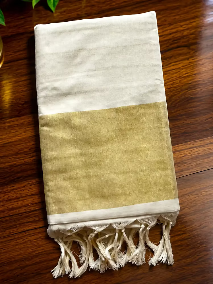 Traditional Stripe Designer Mul Cotton Inspired Kasavu Saree