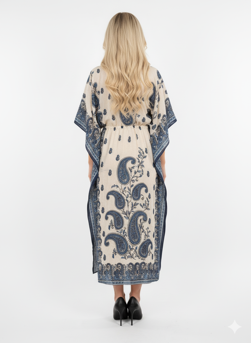 The Blue Central Paisley Kaftan — GLAMOURA-X