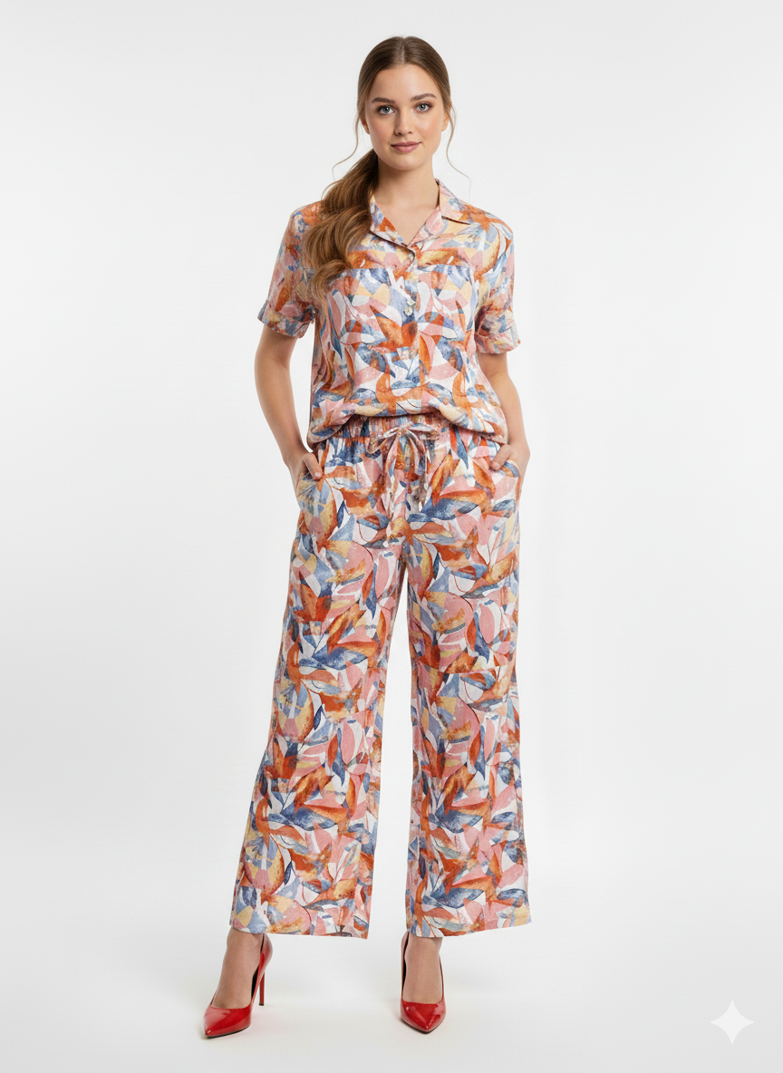 Glamoura X Multi-Color Floral Palazzo Co-ord Set