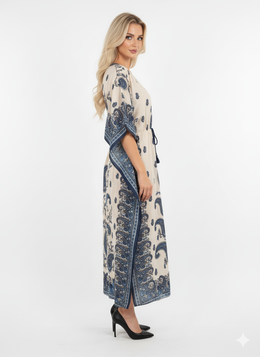 The Blue Central Paisley Kaftan — GLAMOURA-X