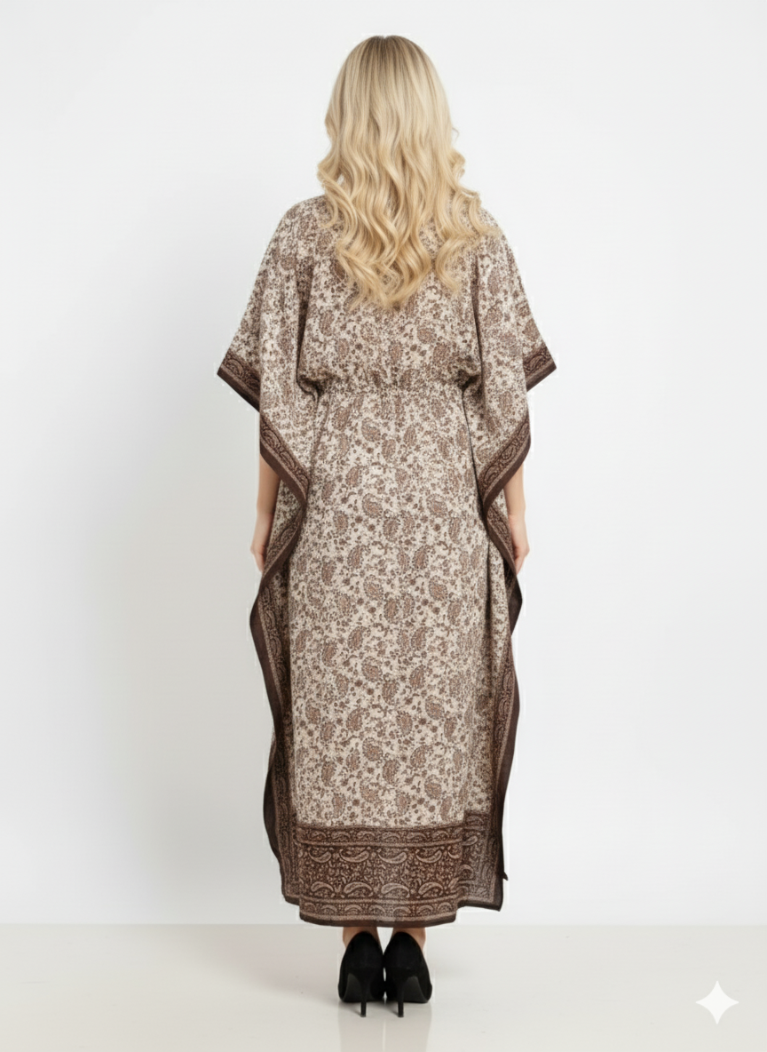 The Brown Border Paisley Kaftan — GLAMOURA-X