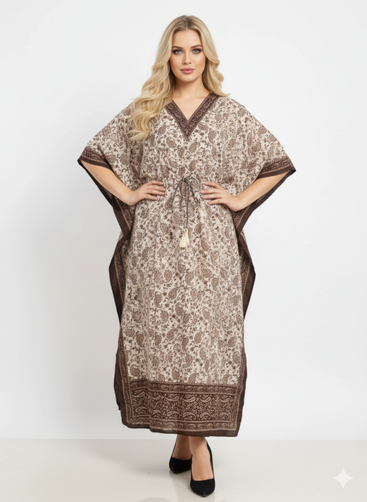 The Brown Border Paisley Kaftan — GLAMOURA-X