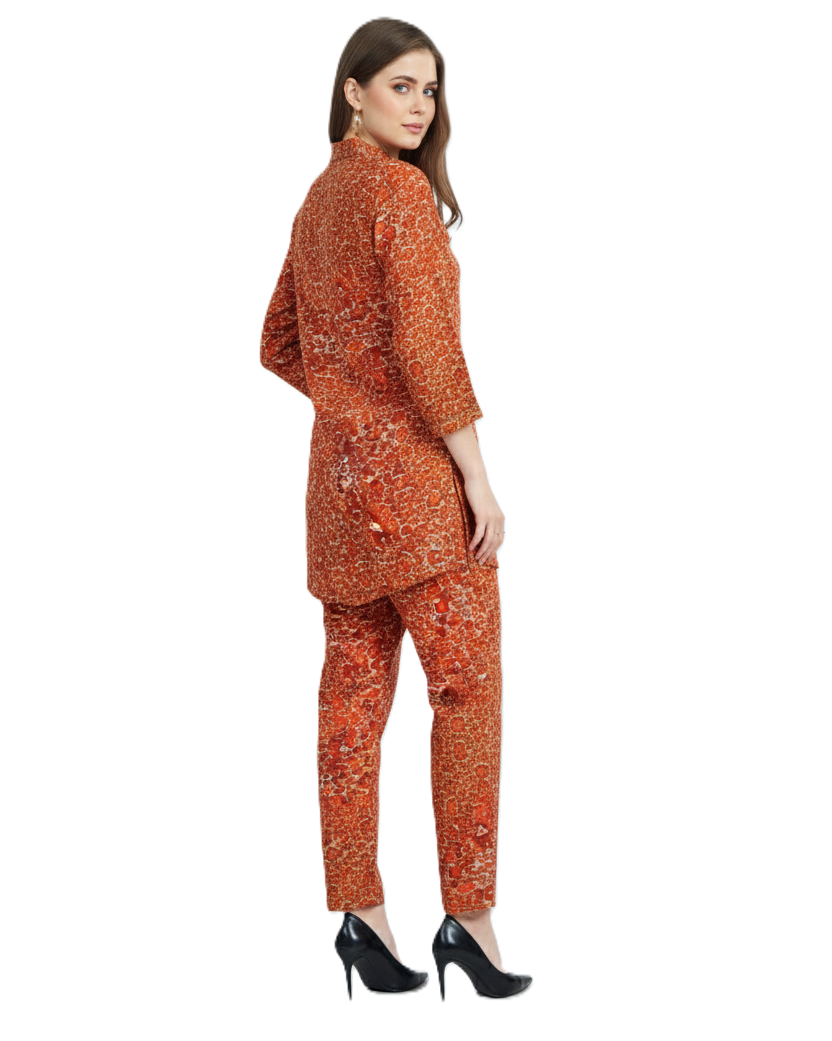 Orange Abstract Kurti Set & Pant Co-ord Set – Rayon Co-ord Set