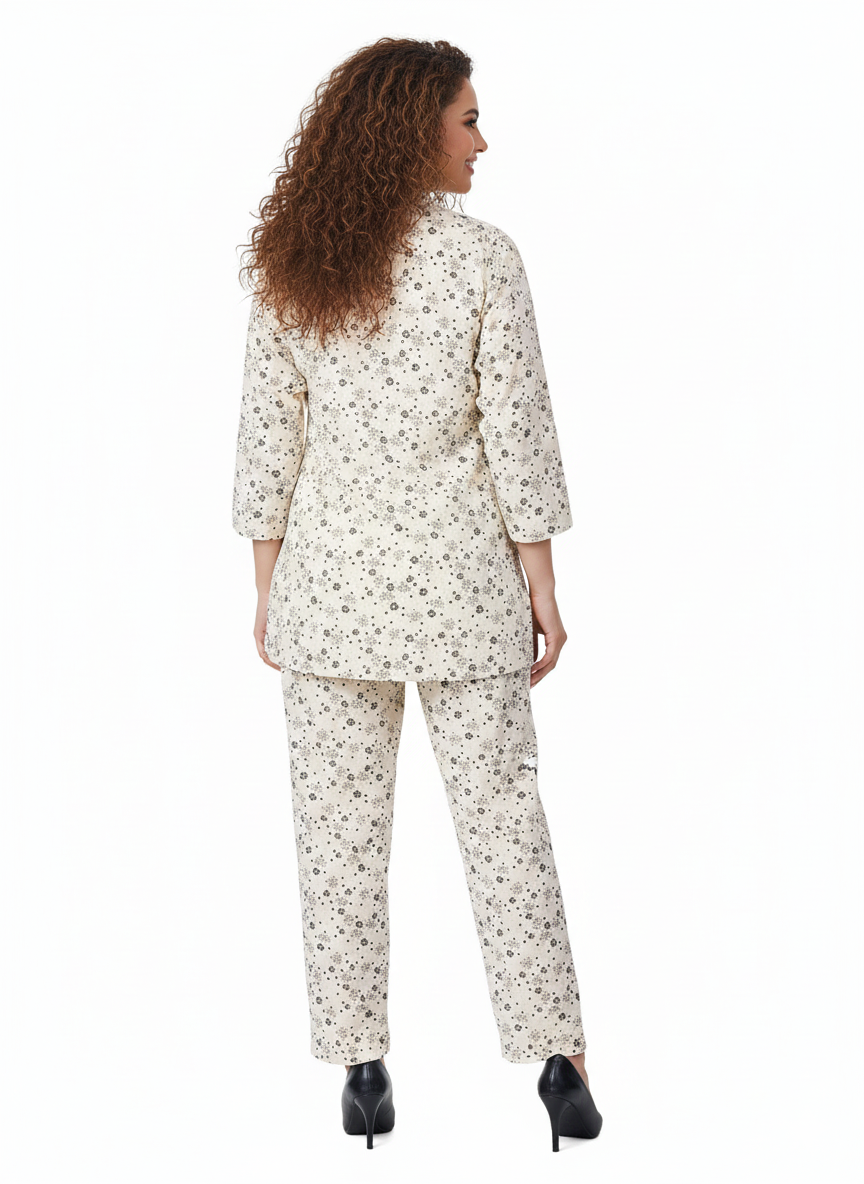 Opal Bloom Printed Kurti Co-Ord Set | Modest Wear | GlamouraX