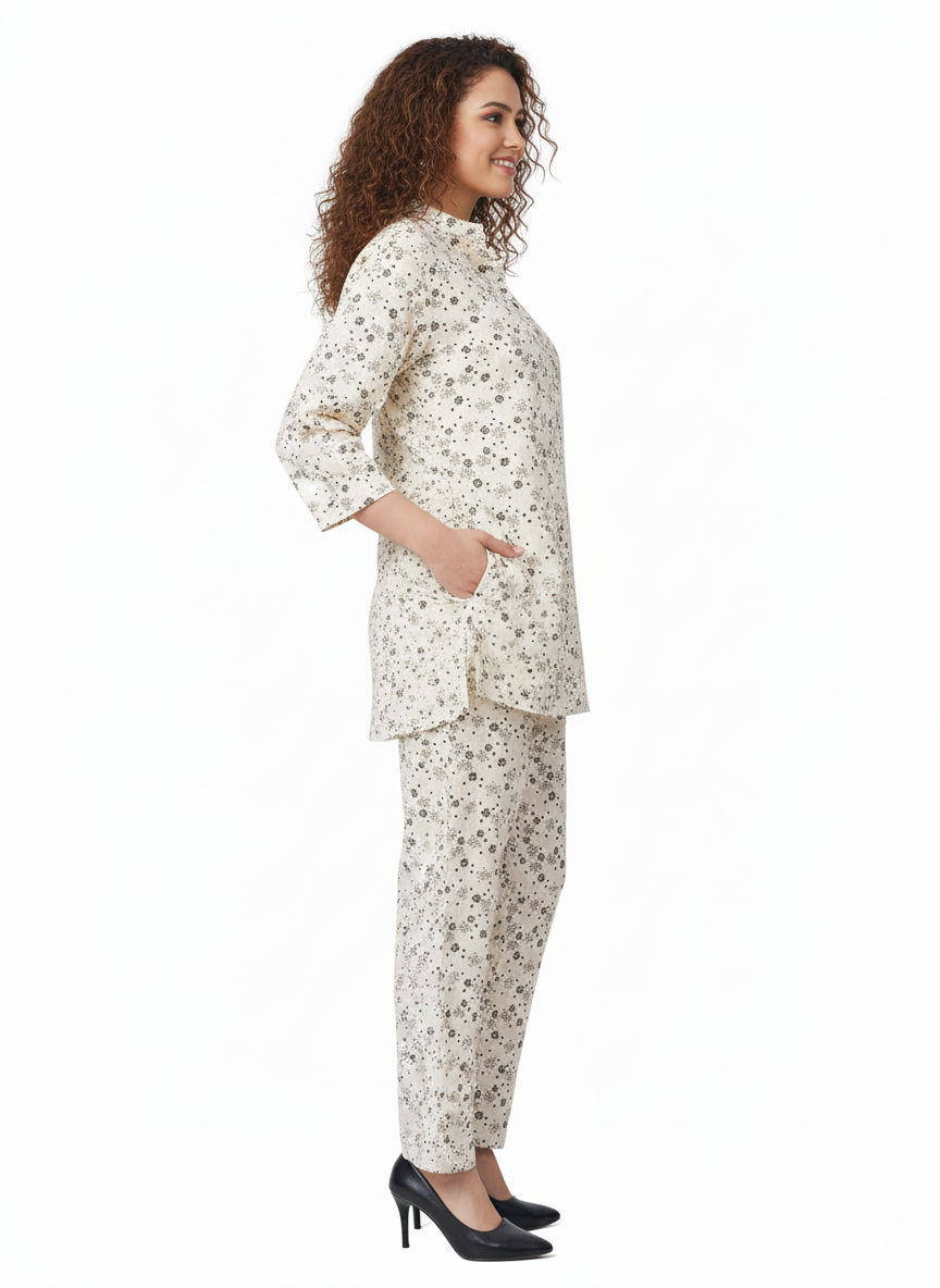 Opal Bloom Printed Kurti Co-Ord Set | Modest Wear | GlamouraX