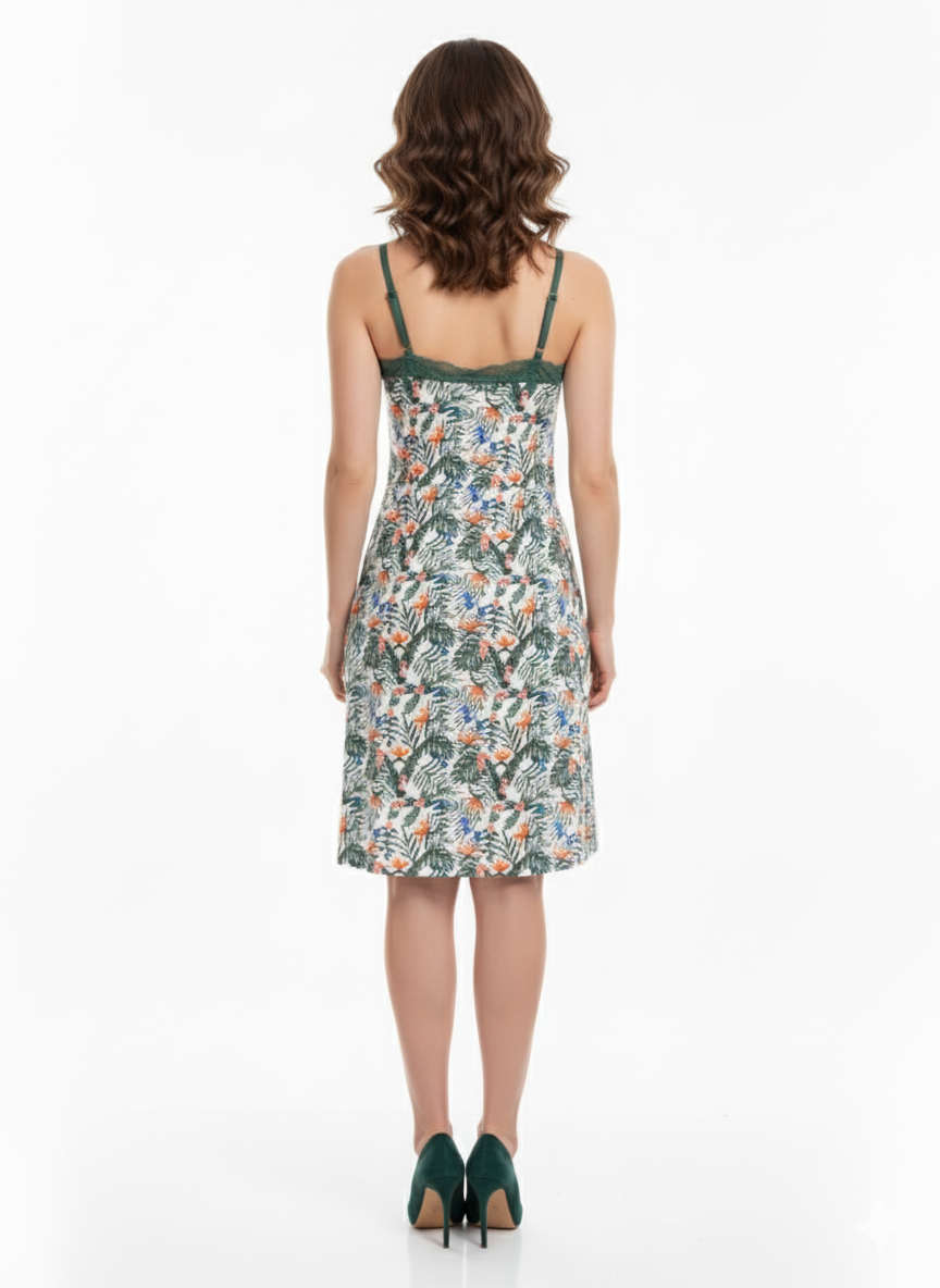 Glamoura X Jungle Print Viscose Night Slip