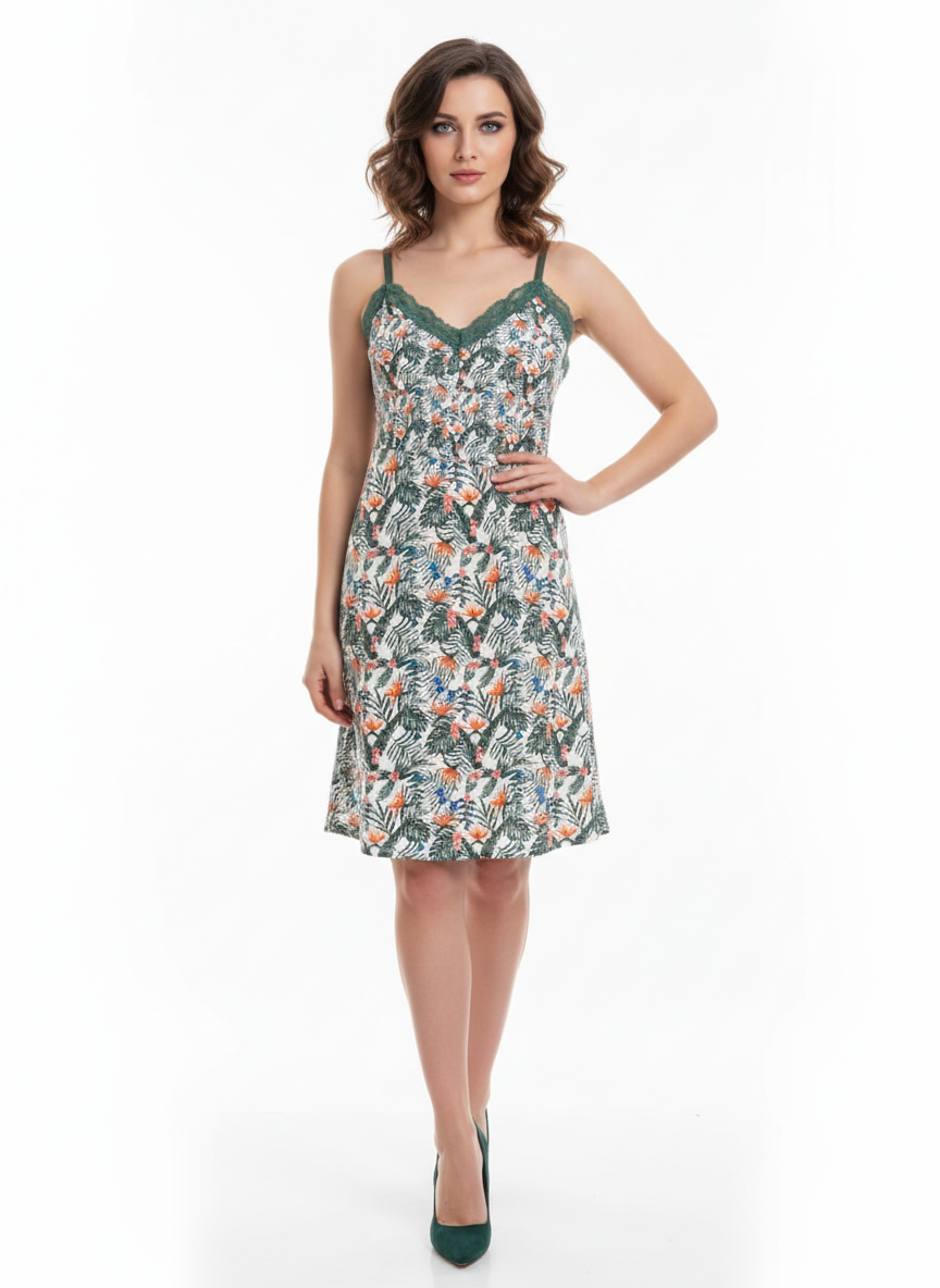 Glamoura X Jungle Print Viscose Night Slip