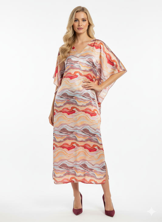 Luxury Satin Wavy Abstract Print — GLAMOURA-X