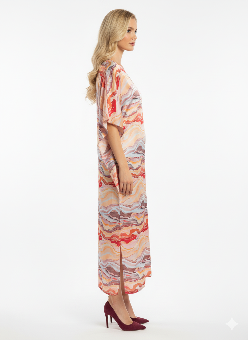 Luxury Satin Wavy Abstract Print — GLAMOURA-X