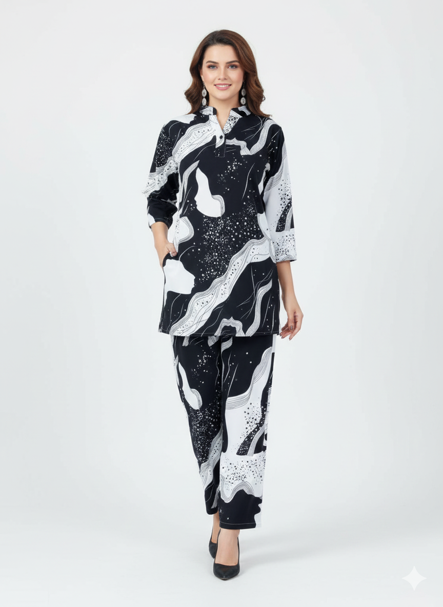 Petal Whisper Printed Kurti Co-Ord Set | Modest Wear | GlamouraX