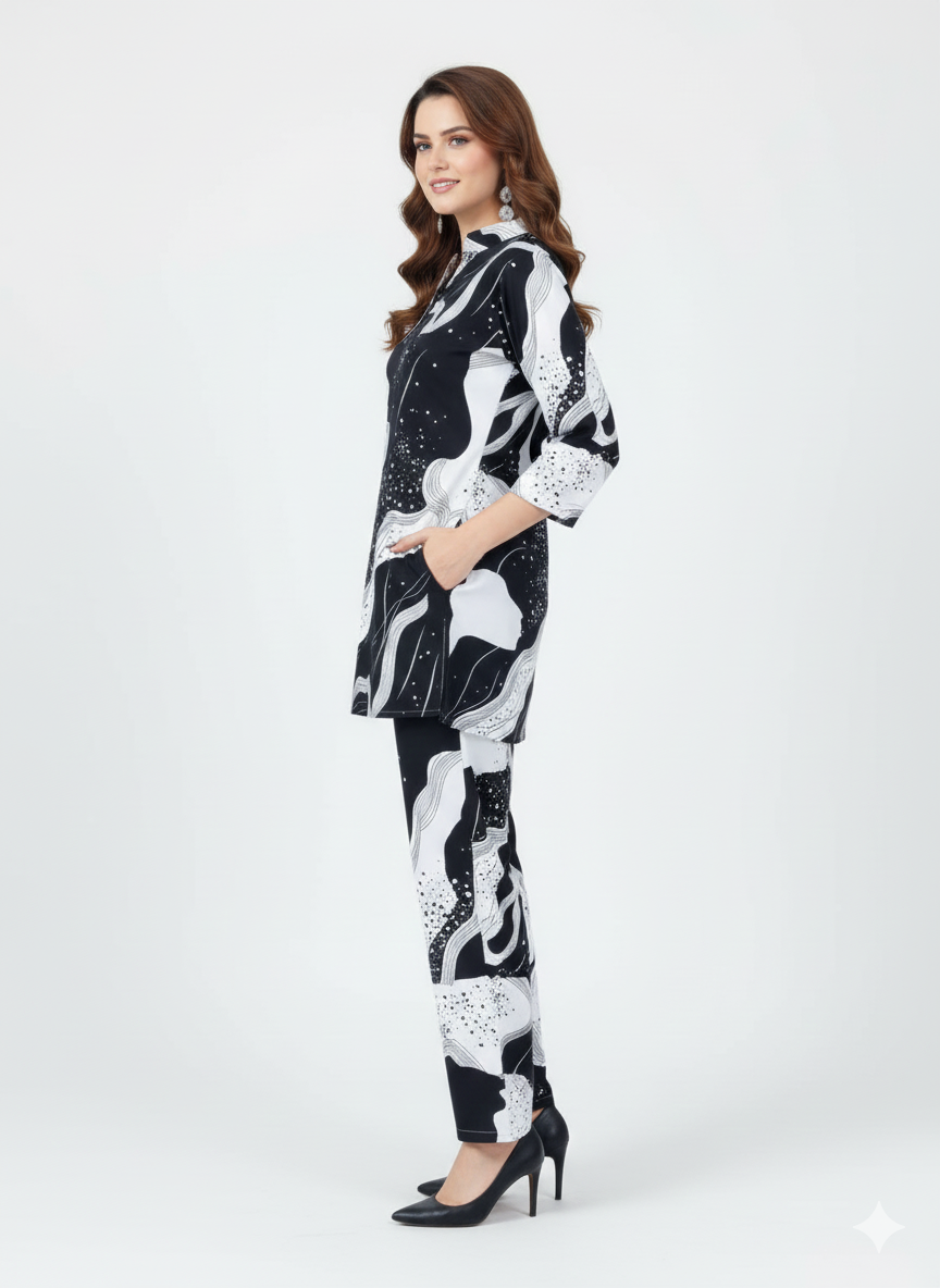 Petal Whisper Printed Kurti Co-Ord Set | Modest Wear | GlamouraX