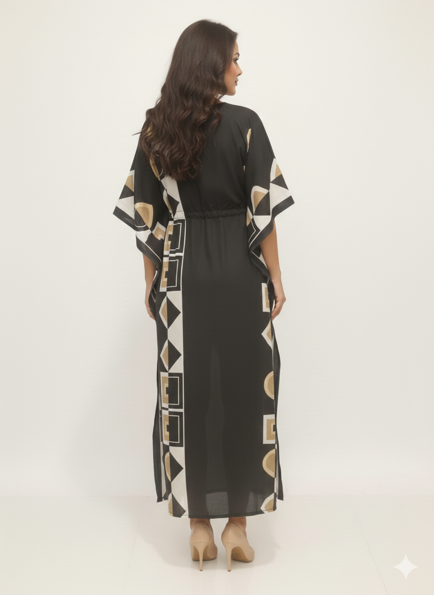 The Geometric Onyx Kaftan — GLAMOURA-X