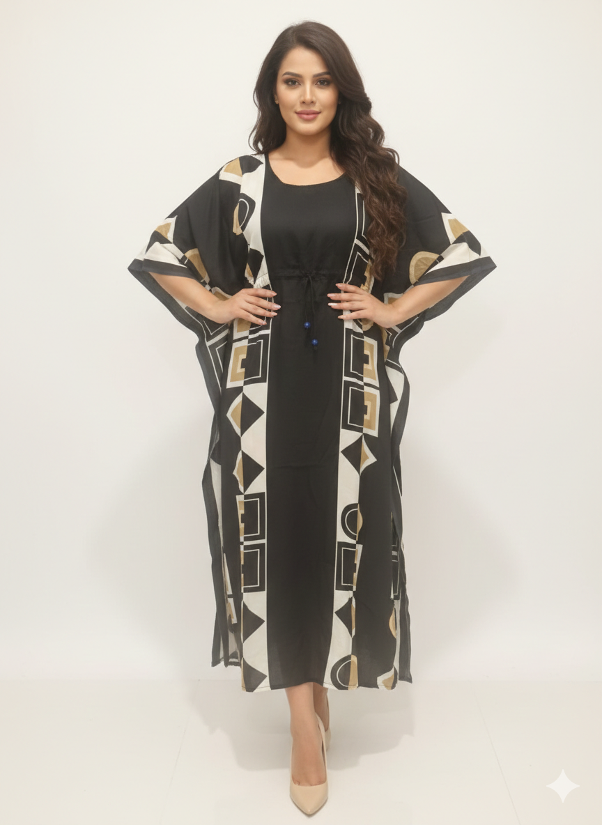 The Geometric Onyx Kaftan — GLAMOURA-X