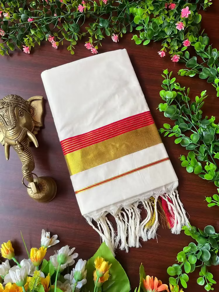 Balaramapuram Kasavu Cotton Saree with Running Blouse