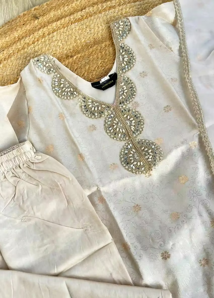 Golden Hand Work 3 Piece Kurta Set