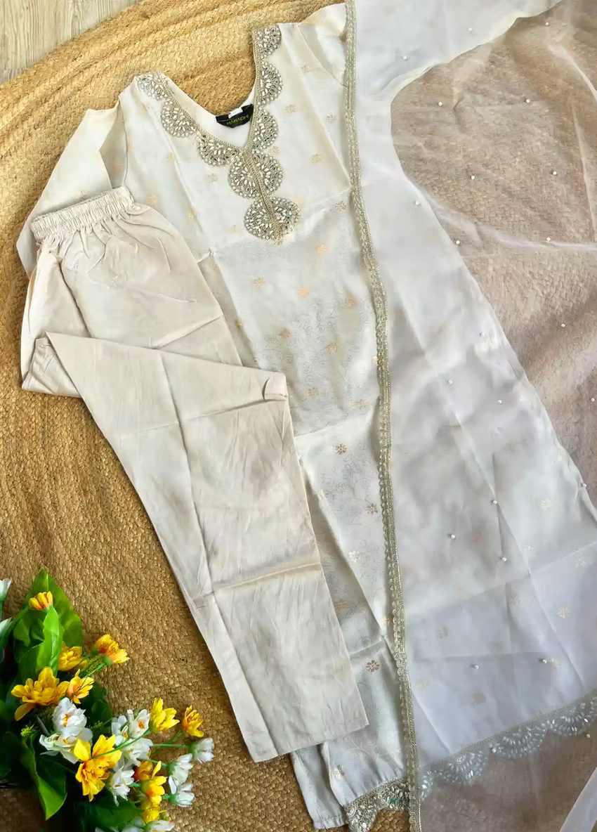 Golden Hand Work 3 Piece Kurta Set