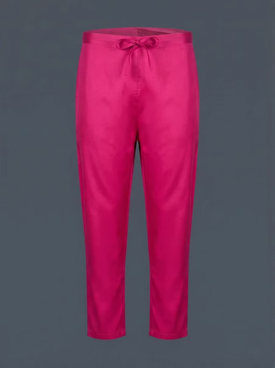 Embroidered Magenta Kurta with Yellow Scalloped Border Dupatta
