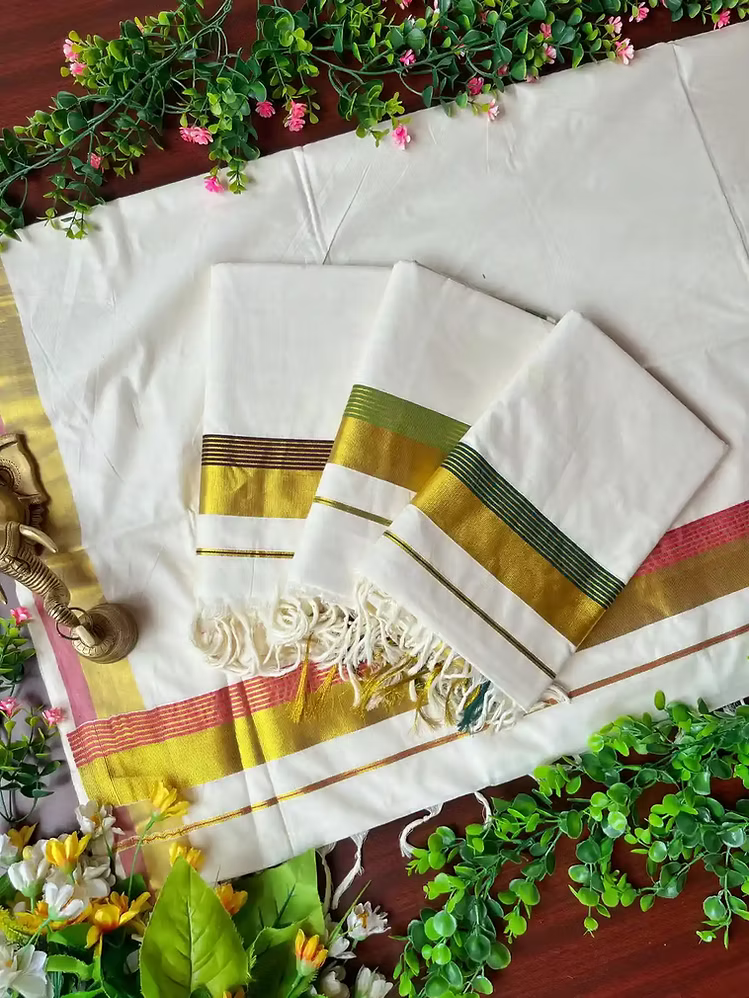 Balaramapuram Kasavu Cotton Saree with Running Blouse