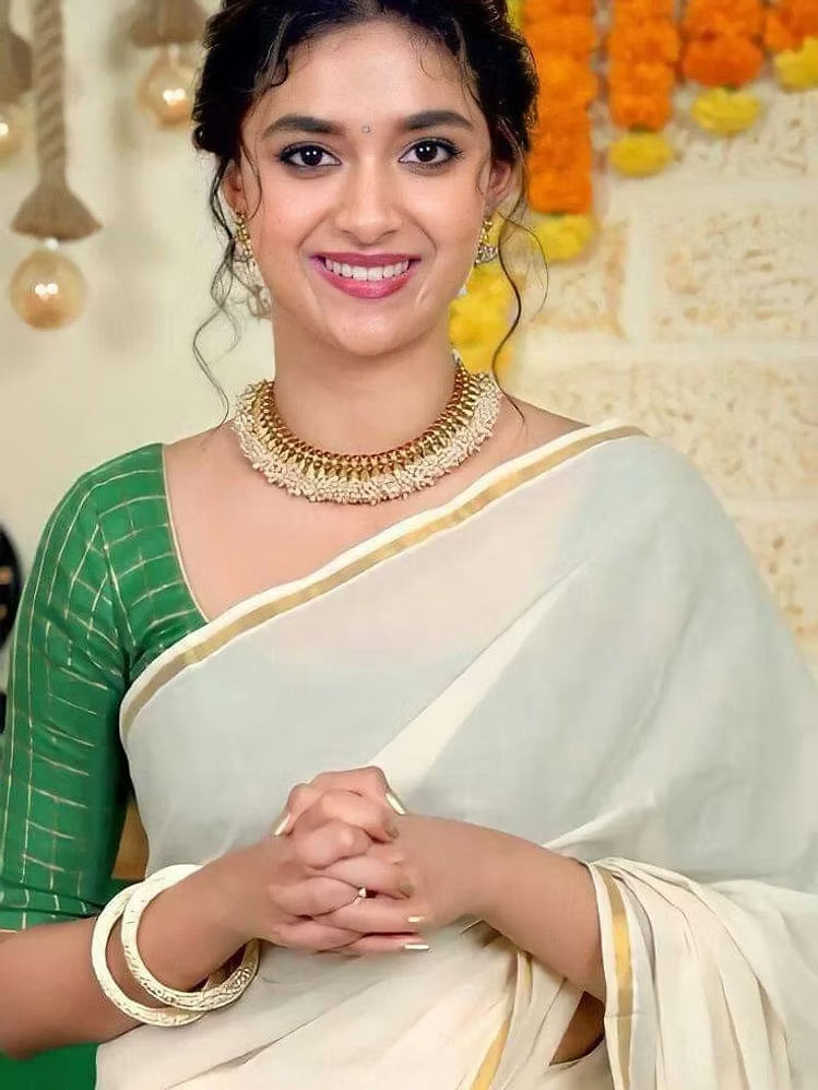 Traditional Thin Kasavu Cotton Saree with Running Blouse