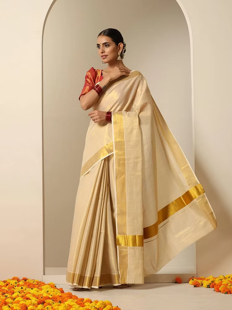Onam Special Kasavu Tissue Saree