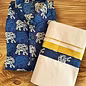 Prussian Blue Gajah Ajrak Kasavu Mundu and Shirt Combo Set