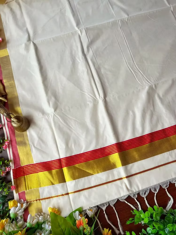 Balaramapuram Kasavu Cotton Saree with Running Blouse