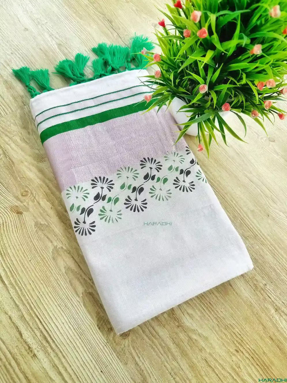 Emerald Green Floral Designer Blush Pink Silver Tissue Saree with Blouse