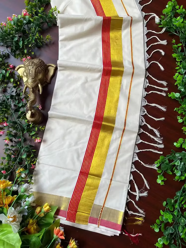Balaramapuram Kasavu Cotton Saree with Running Blouse