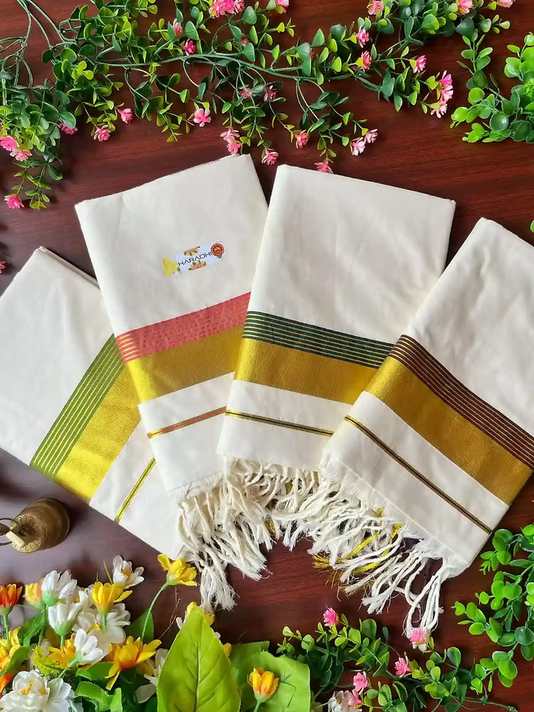 Balaramapuram Kasavu Cotton Saree with Running Blouse