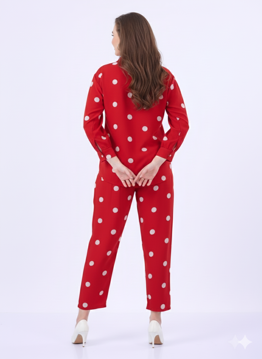 Retro Dot Co-Ord Set | Red & White Polka Dot | GlamouraX