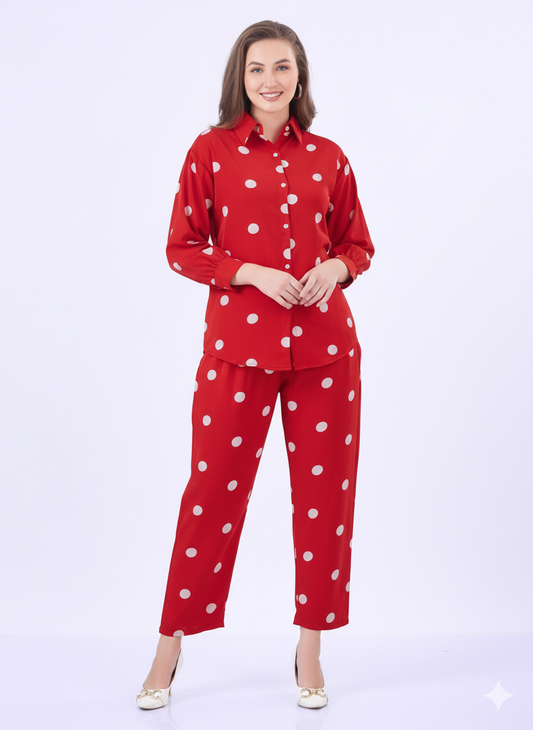 Retro Dot Co-Ord Set | Red & White Polka Dot | GlamouraX