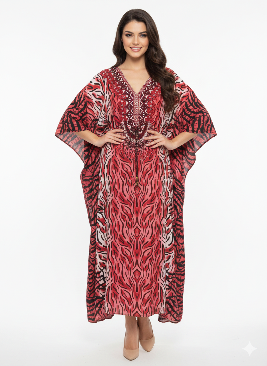 The Crimson Tiger-Eye Kaftan — GLAMOURA-X