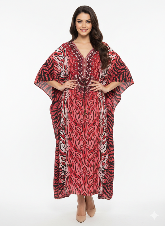 The Crimson Tiger-Eye Kaftan — GLAMOURA-X