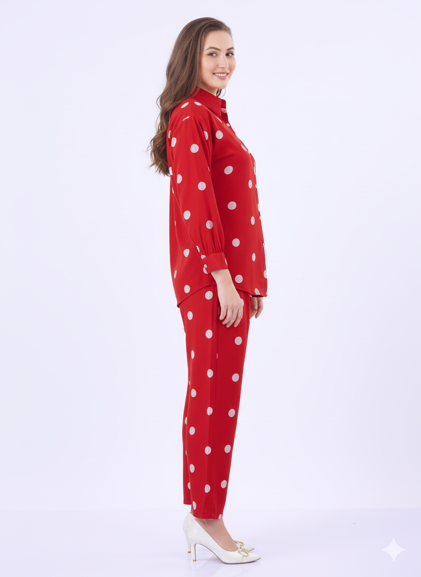 Retro Dot Co-Ord Set | Red & White Polka Dot | GlamouraX